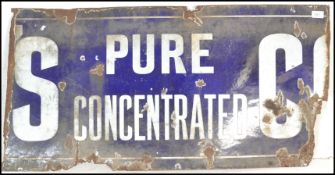 A vintage mid 20th Century enamelled advertising sign central panel for Fry's Pure Concentrated