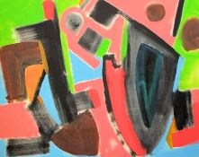 Robert Somerton (British - 1972) - Abstract painting / study in pink, green, red and black. Oil on