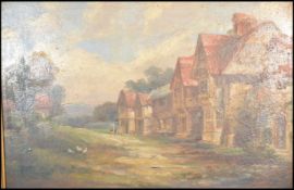 L. Silas (1890-) An early 20th century oil on board painting depicting a rural village street with