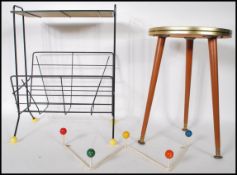 A collection of three vintage pieces of occasional furnishings to include an atomic sputnik ' W '