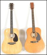Two vintage acoustic guitars to include a Falcon FG100N and an Encore ENW7N, both having marked fret