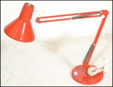 A HCF 1960's vintage retro mid 20th Century Danish anglepoise desk lamp raised on a round base