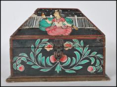 An unusual Western Indian hand painted small rice box casket belonging to the vendors family who