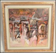 A 20th Century contemporary Italian oil on canvas painting entitled 'Nudi A Positano' depicting