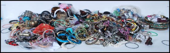 A very large and extensive collection of costume jewellery to include necklaces, bracelets, bangles,