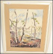 MARY STELLA EDWARDS - Oil on board painting of a woodland titled ' Tree Sketch ' Signed Mary