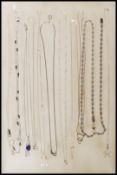 A selection of stamped 925 silver necklace chains to include a twist chain, fone link chains,