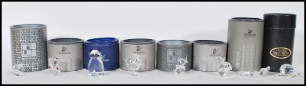 A selection of Swarovski crystal cut animal glass figurines to include a tortoise, duck, clam, bear,