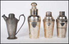 A mid 20th Century silver plated cocktail shaker with marks to base for James Dixon & Sons