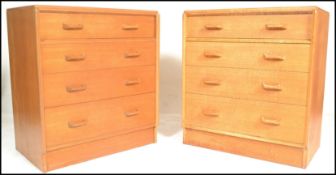 E. Gomme- G Plan- Brandon Range- A matching pair of 20th Century light oak chest of drawers. Each