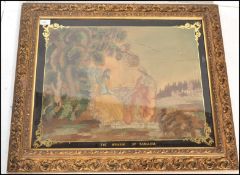 A 19th Century tapestry needlework silk and wool sampler entitled 'The woman of Samaria' being set