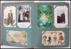 Antique picture postcard album. Full with collection of 300 assorted Postcards. Diverse range of