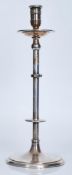 An Aesthetic Movement silver plated candlestick, in the manner of Dr Christopher Dresser, the sconce