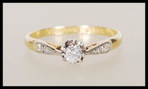 An 18ct yellow gold solitaire diamond ring having