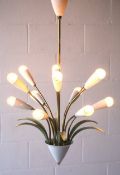 ORIGINAL 1950'S ITALIAN DESIGNER TOLEWARE CHANDELIER