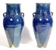 PAIR OF LARGE 20TH CENTURY DRIP GLAZE PLANTERS / JARS