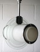 RARE 1930'S ART DECO GLASS AND CHROME HALO CEILING LIGHT