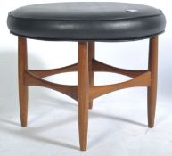 RETRO 1970'S BLACK LEATHER AND TEAK WOOD FOOT STOOL BY KOFOD LARSEN