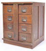 ANTIQUE VINTAGE INDUSTRIAL OAK INDEX FILING CABINET WITH LOCKING BAR