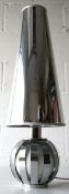 1970'S ITALIAN RETRO VINTAGE CHROME TABLE LAMP AND MIRROR SHADE