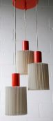1960'S RETRO VINTAGE DESIGNER TRIPLE PENDANT CEILING LIGHT