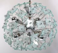 RARE 1960'S ITALIAN GLASS SNOWBALL TYPE BALL CHANDELIER