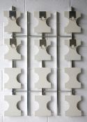 VINTAGE 1980'S ALUMINIUM AND WOOD COAT RACK HALL STAND