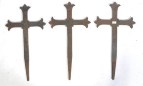 VICTORIAN GOTHIC CRUCIFIX GRAVE MARKER STAKES