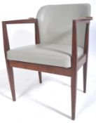 STUNNING 1960'S DANISH TEAK WOOD AND GREY LEATHER ARMCHAIR
