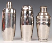 VINTAGE ART DECO STAINLESS STEEL COCKTAIL SHAKERS
