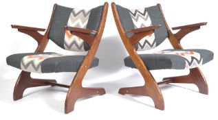 BELIEVED ADRIAN PEARSALL 1970'S AMERICAN TEAK EASY ARMCHAIRS