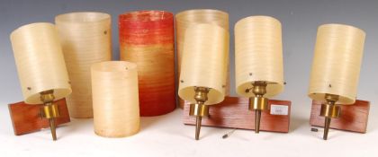 1960'S RETRO VINTAGE TEAK AND SPUN FIBREGLASS WALL SCONCES