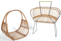 TWO 1960'S RETRO VINTAGE CANE / WICKER MAGAZINE RACKS