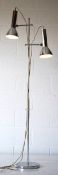 1970'S RETRO VINTAGE CHROMED TWIN FLOOR STANDING SPOT LIGHT