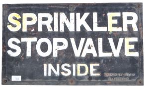 EARLY 20TH CENTURY CAST IRON SPRINKLER STOP VALVE SIGN