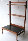 VINTAGE 1970'S TEAK WOOD FREE STANDING SHELVING UNIT / HALL STAND