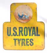ORIGINAL VINTAGE US RUBBER ROYAL TYRES ENAMEL SIGN