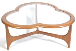 STATEROOM STONEHILL 1960'S TEAK WOOD GLASS TOPPED COFFEE TABLE