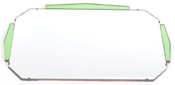 ART DECO 1920'S FRAMELESS GREEN AND CLEAR GLASS FAN MIRROR