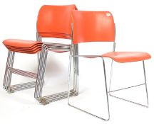 SET OF SIX 40/4 STACKING CHAIRS BY DAVID ROWLAND FOR GF FURNITURE