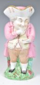 18TH CENTURY STAFFORDSHIRE PEARL WARE TOBY JUG WITH SNUFF POT