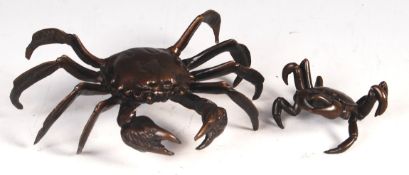 PAIR OF 19TH CENTURY BRONZE JAPANESE MEIJI CRABS
