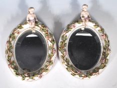 PAIR OF 19TH CENTURY SITZENDORF PORCELAIN ENCRUSTED BARBOLA MIRRORS
