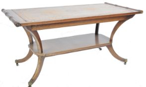 ANTIQUE REGENCY STYLE MAHOGANY AND LEATHER COFFEE TABLE