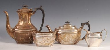 ART DECO SILVER HALLMARKED FOUR PIECE TEA SERVICE BY HARRISON BROTHERS