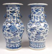 PAIR OF LARGE 19TH CENTURY CHINESE BLUE AND WHITE VASES