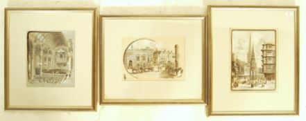 FREDERICK GEORGE LEWIN BRISTOL SAVAGES 3 EN GRISAILLE PAINTINGS