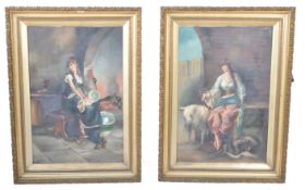 DT BARDSLEY PAIR OF OIL ON CANVAS PORTRAIT ITALIANATE STUDIES