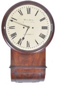 19TH CENTURY VICTORIAN MAHOGANY TWIN FUSEE STATION CLOCK