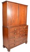 19TH CENTURY VICTORIAN MAHOGANY BOOKCASE ON CHEST OF DRAWERS
